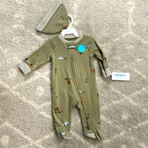 NWT - Carters Baby Footie Pajamas & Hat Set